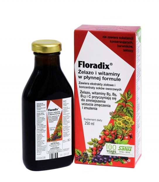 Floradix Żelazo i witaminy w płynnej formule od 3 roku życia 250ml